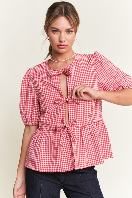 Chrissy Gingham Tie Top – Mauve Clothing Boutique