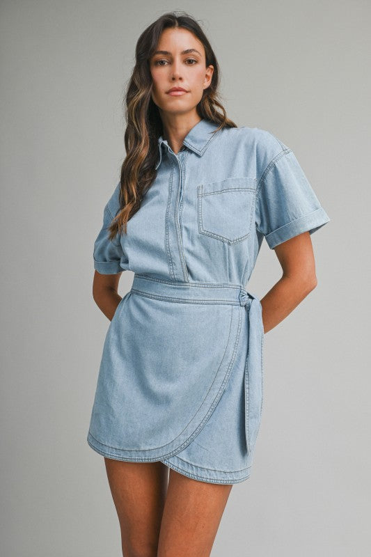 blue denim wrap dress Denim Wrap Midi Dress Blue | Day Dresses