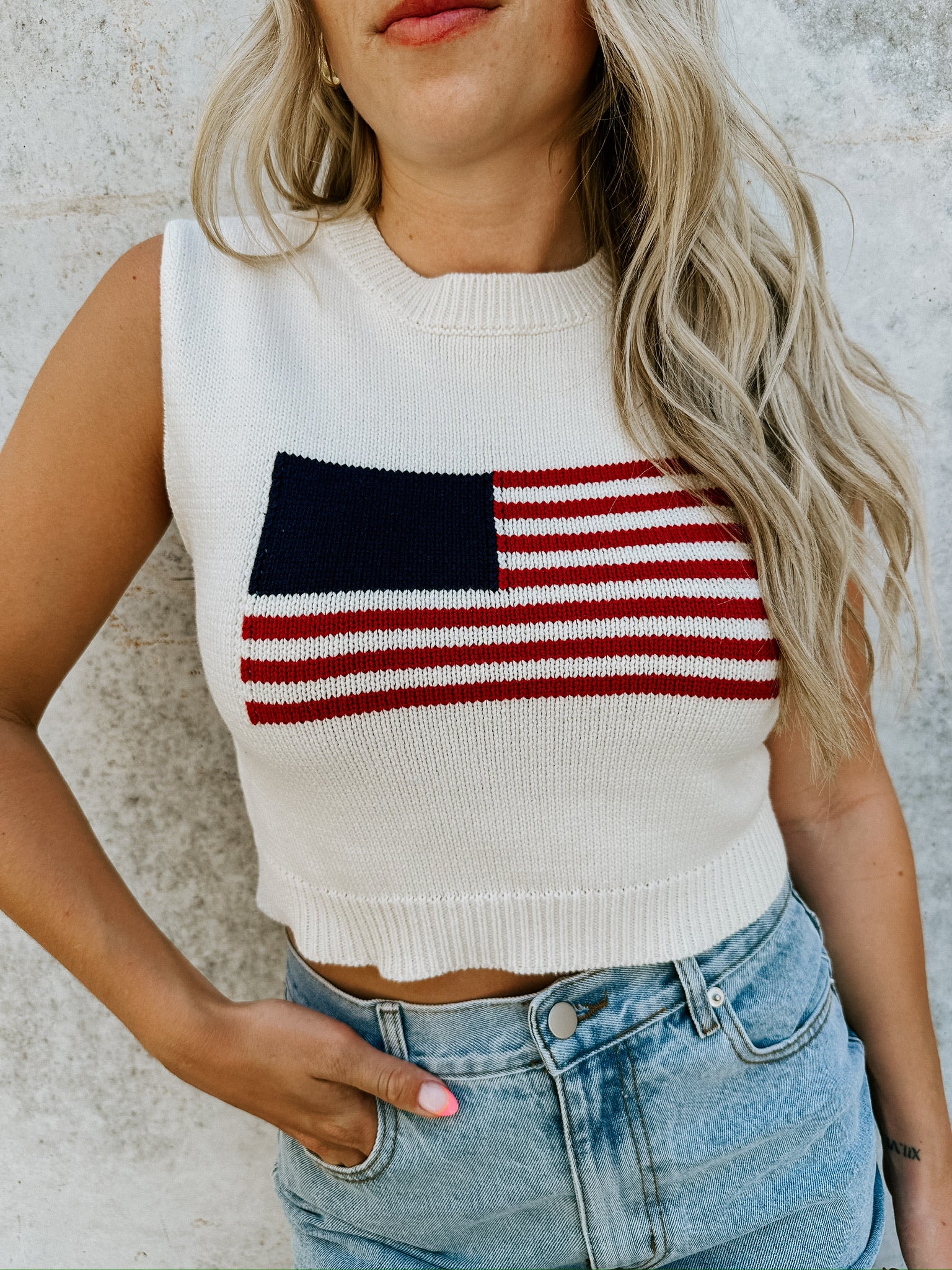 USA Cropped Sweater