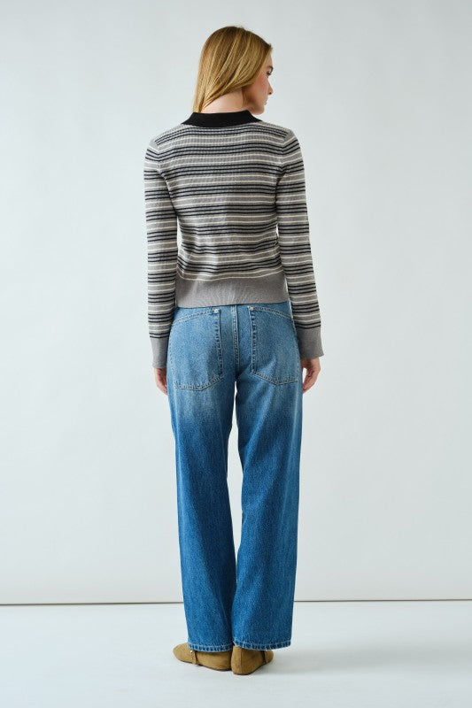 Riley Stripe Polo Sweater