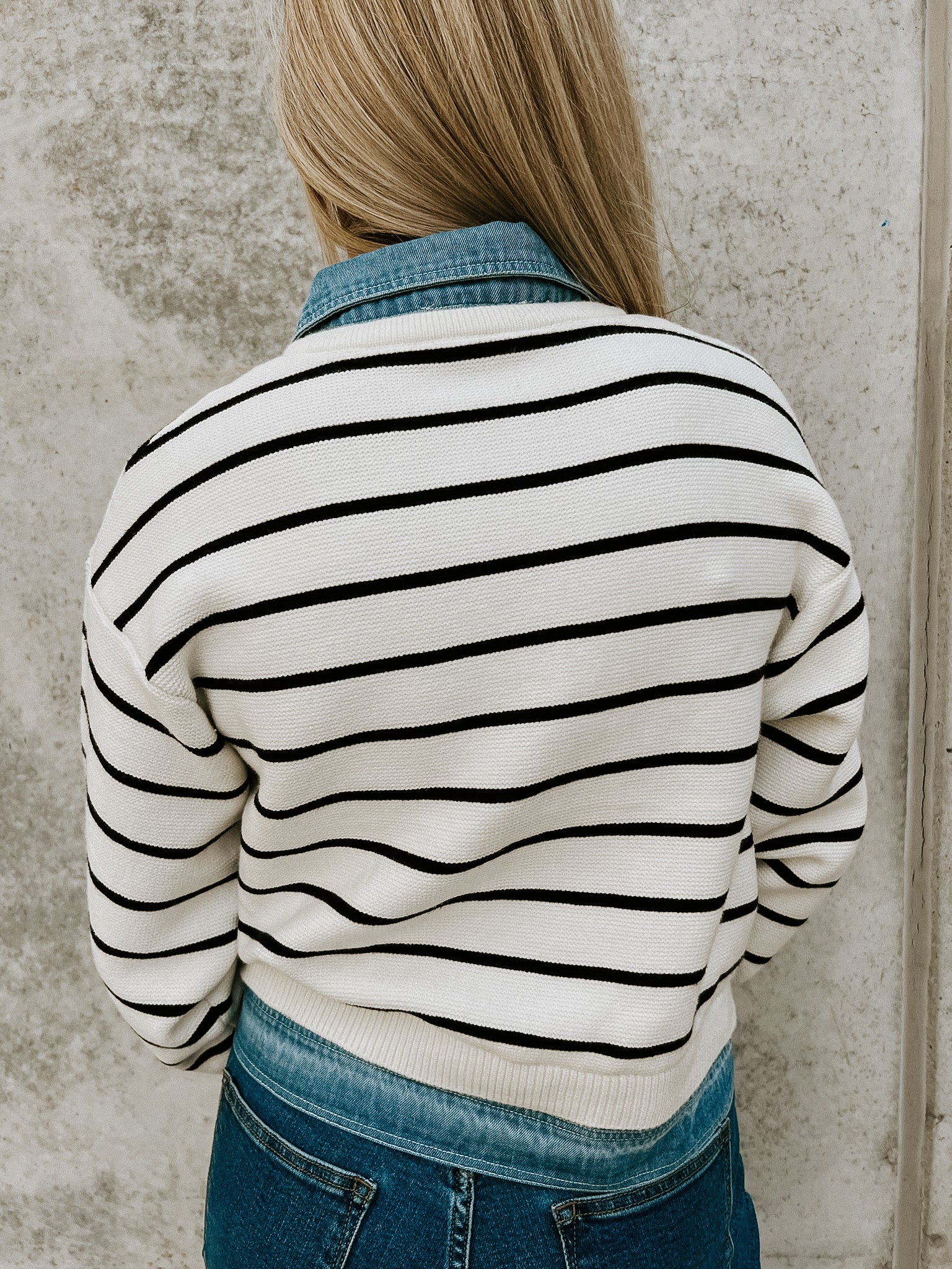 Charlie Stripe Denim Cardigan