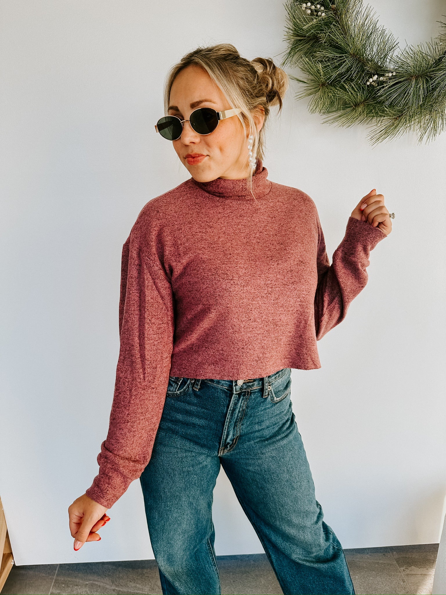 Michaela Turtleneck Sweater- Berry