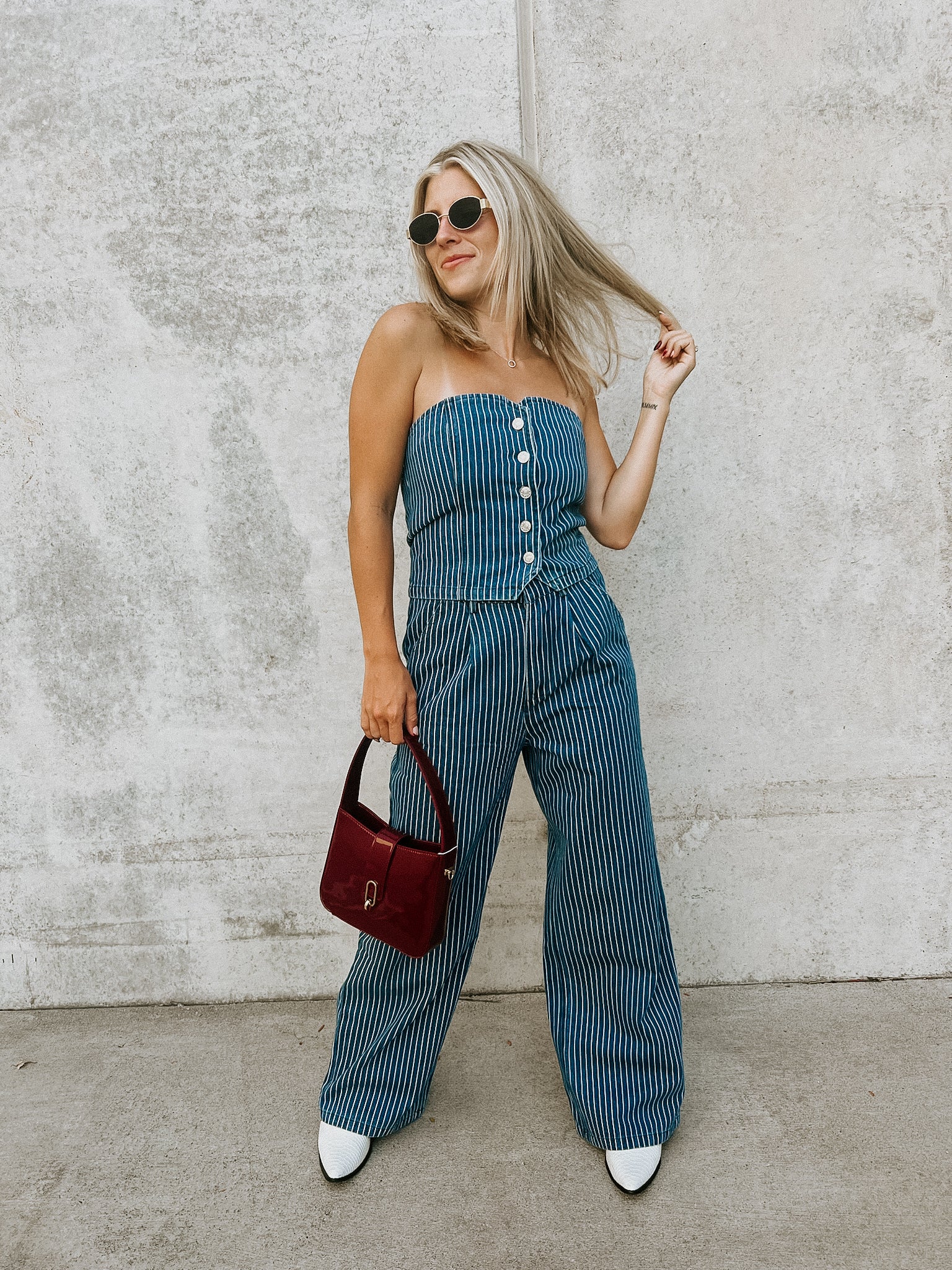 Zoey Denim Stripe Set