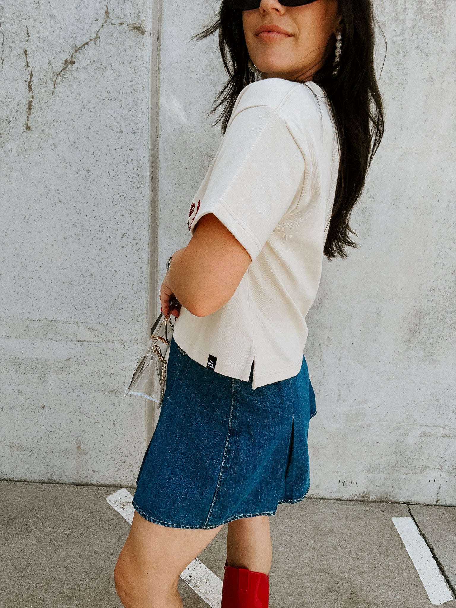 Huskers Lasso Crop Tee