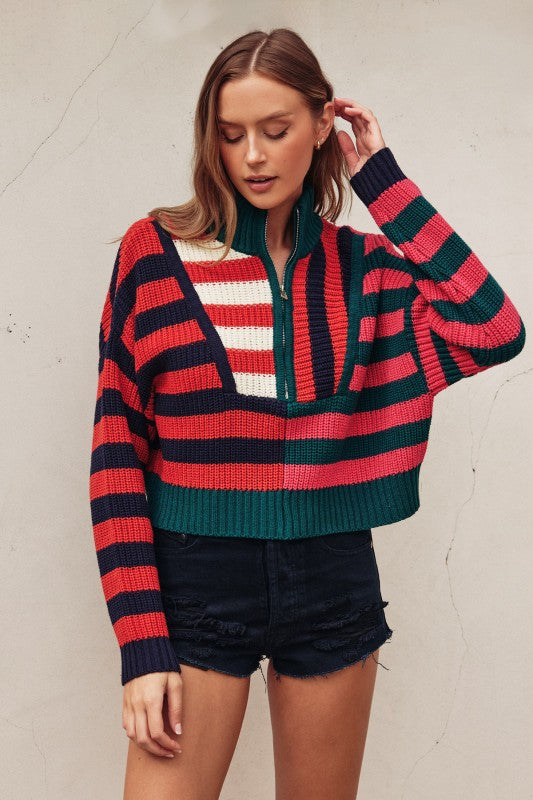 Harper Colorblock Half-Zip Sweater