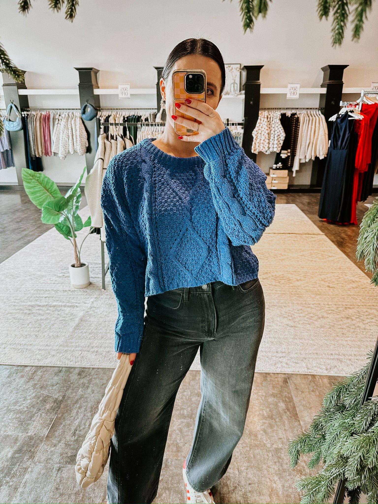 Cora Cable Knit Sweater- Blue