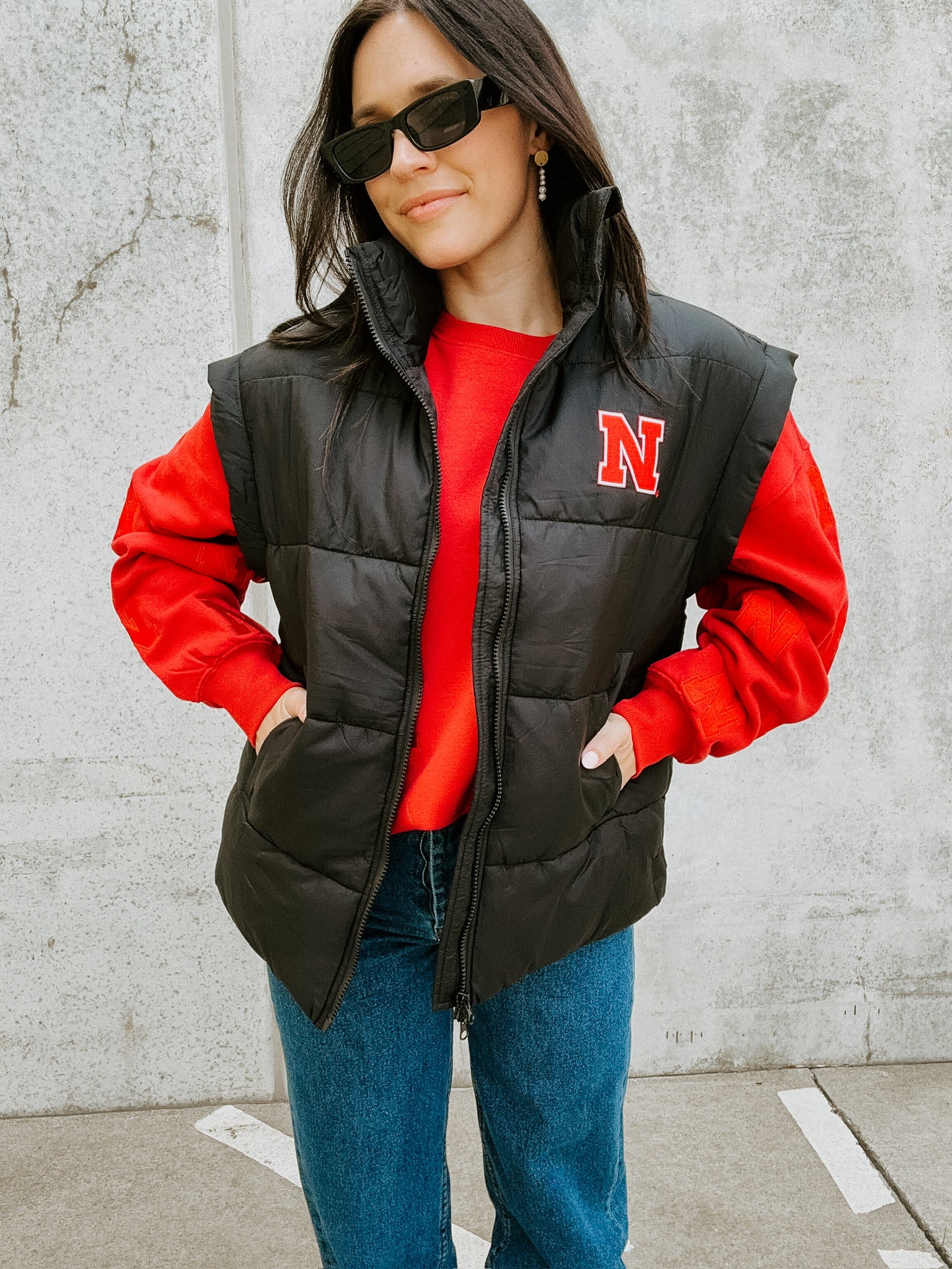 Nebraska Patch Puffer Vest