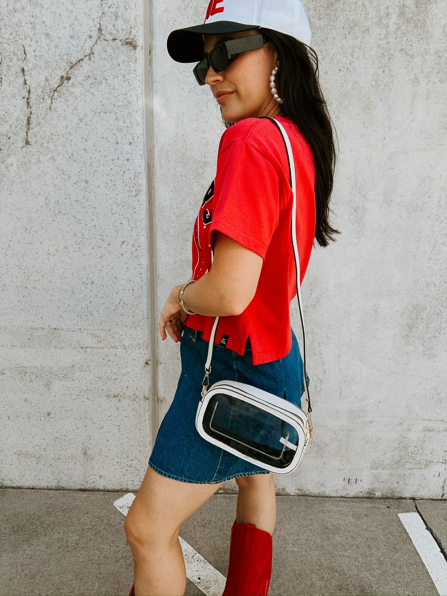 Double Zipper Clear Bag- White