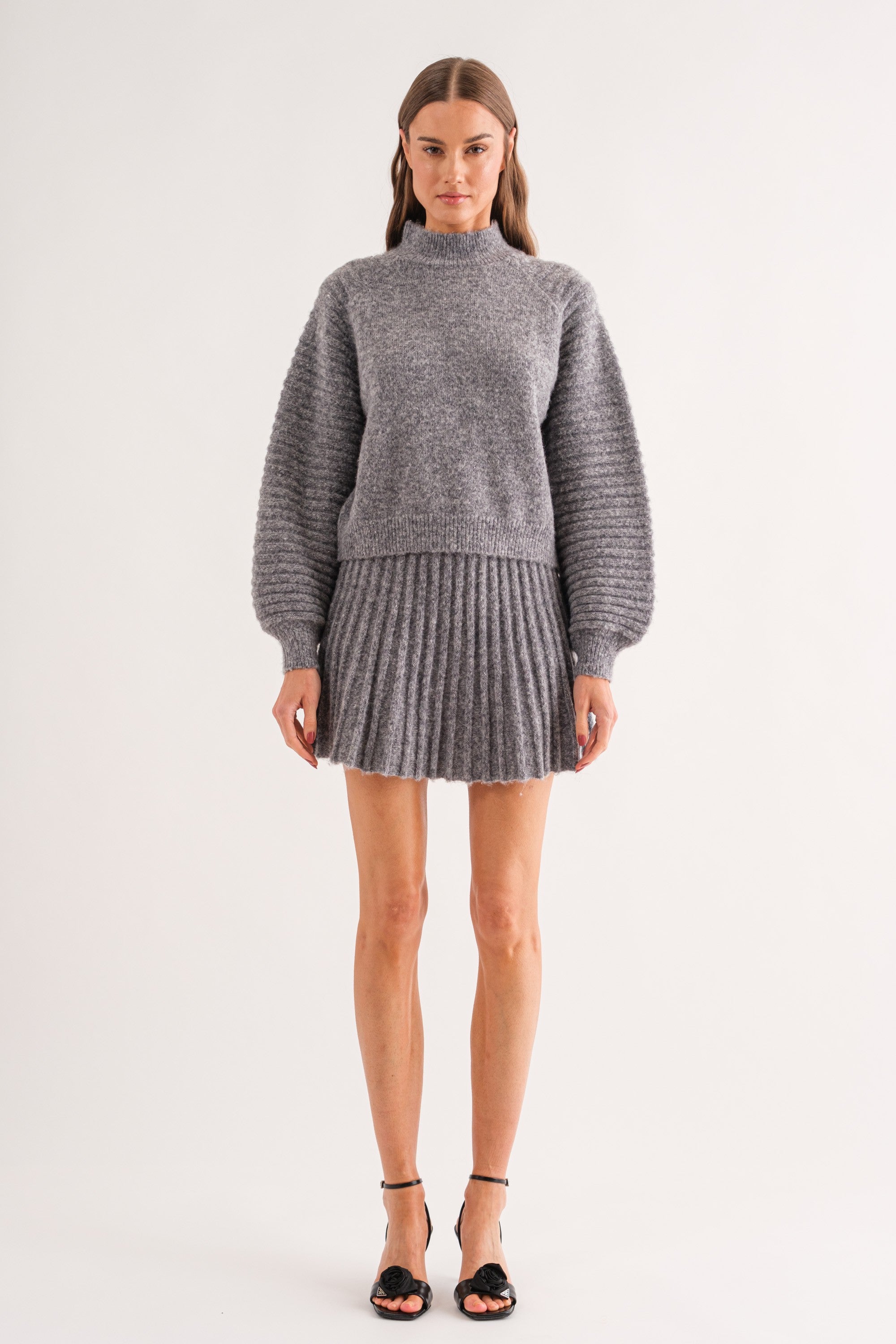 TODAYFUL レイヤード　Knit Skirt チャコールグレー TODAYFUL トゥデイフル Layered Knit Skirt☆ 25秋冬.予約 12520808