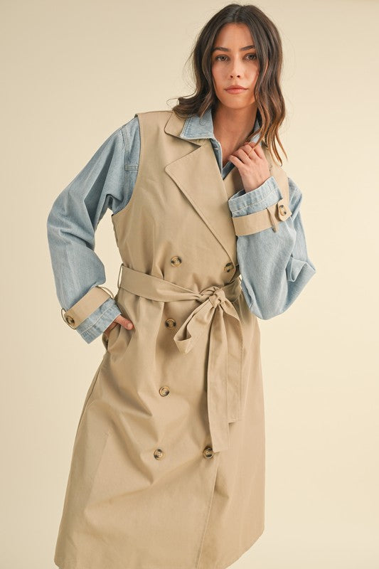 Logan Layered Denim Trench Coat