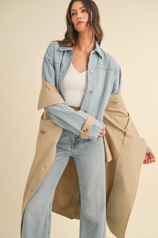 Logan Layered Denim Trench Coat
