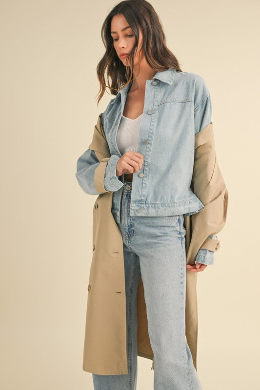Logan Layered Denim Trench Coat