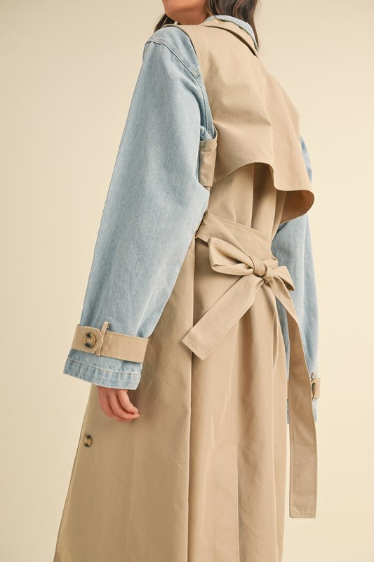 Logan Layered Denim Trench Coat
