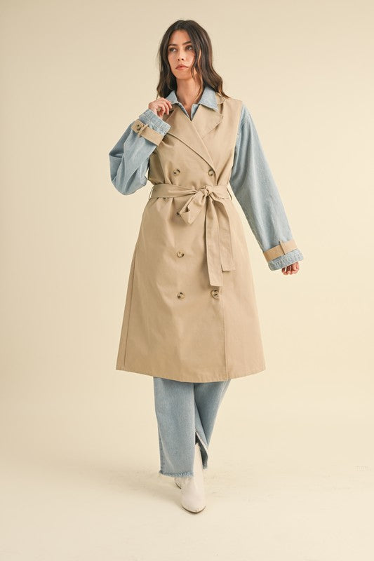 Logan Layered Denim Trench Coat