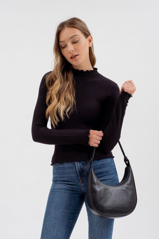 Heidi Mock Neck Top- Black