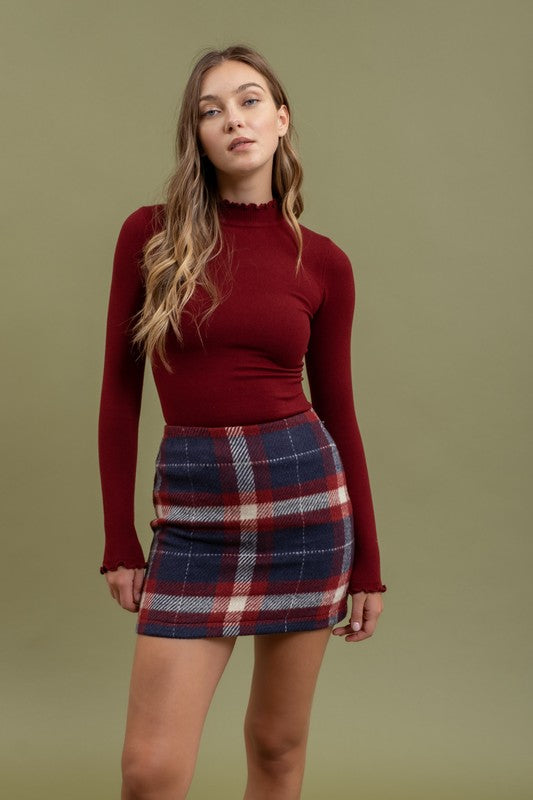 Heidi Mock Neck Top- Oxblood