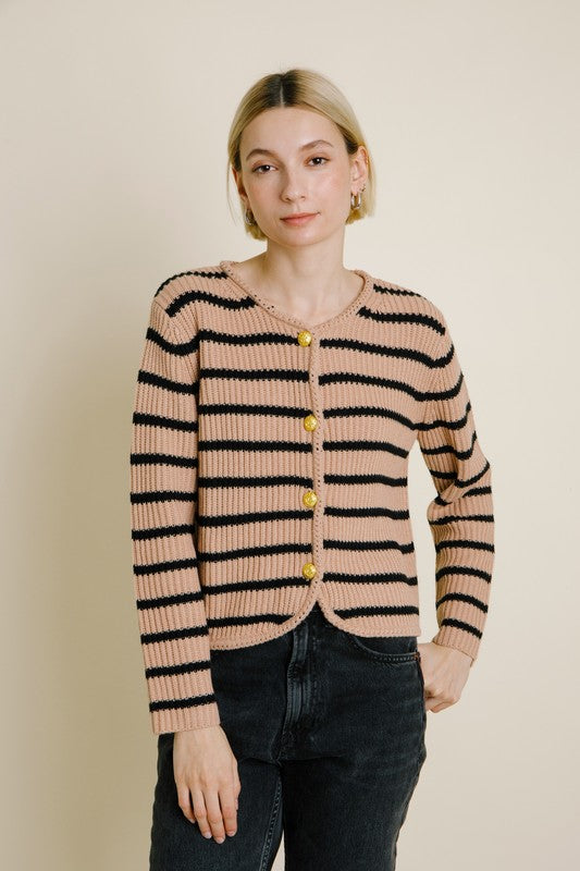 Erica Striped Corded Cardigan