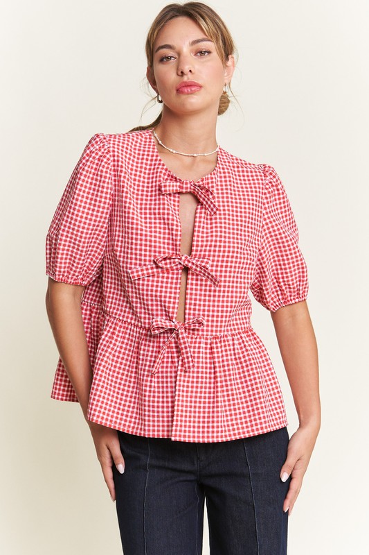 Chrissy Gingham Tie Top
