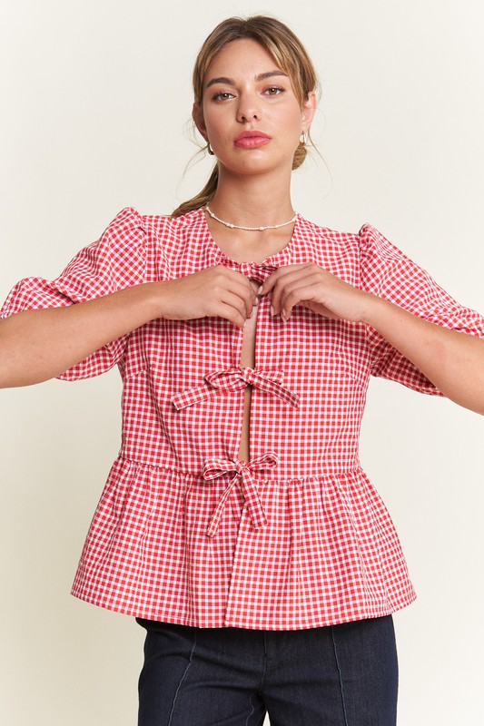 Chrissy Gingham Tie Top