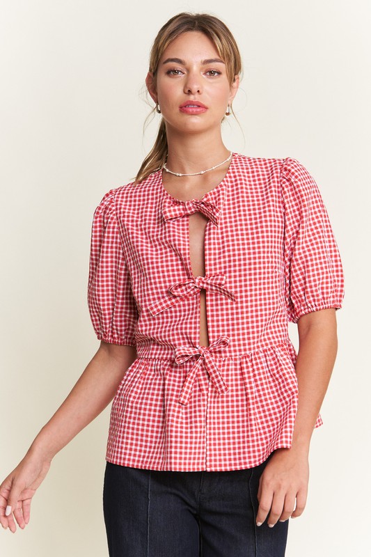 Chrissy Gingham Tie Top