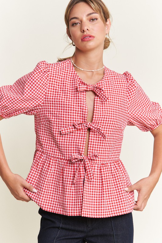 Chrissy Gingham Tie Top