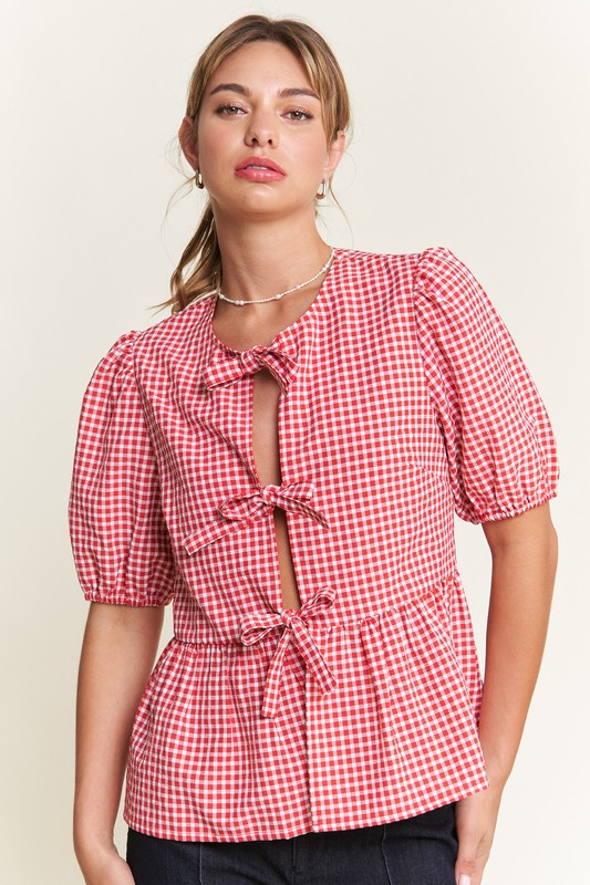 Chrissy Gingham Tie Top