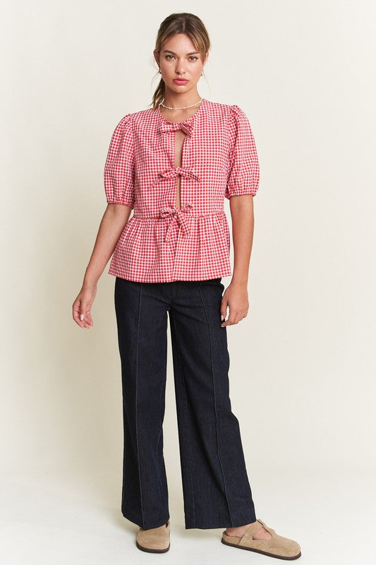 Chrissy Gingham Tie Top
