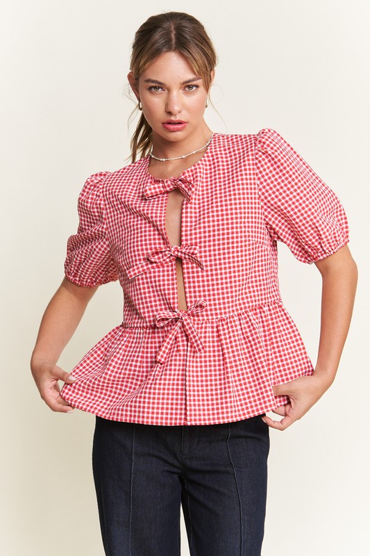Chrissy Gingham Tie Top