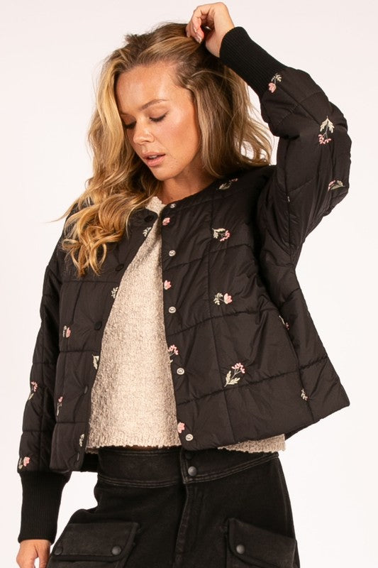 Rosie Floral Quilted Puffer Jacket