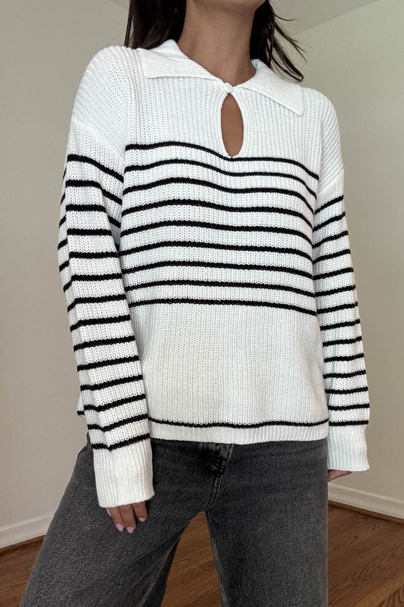 Melanie Stripe Collared Sweater