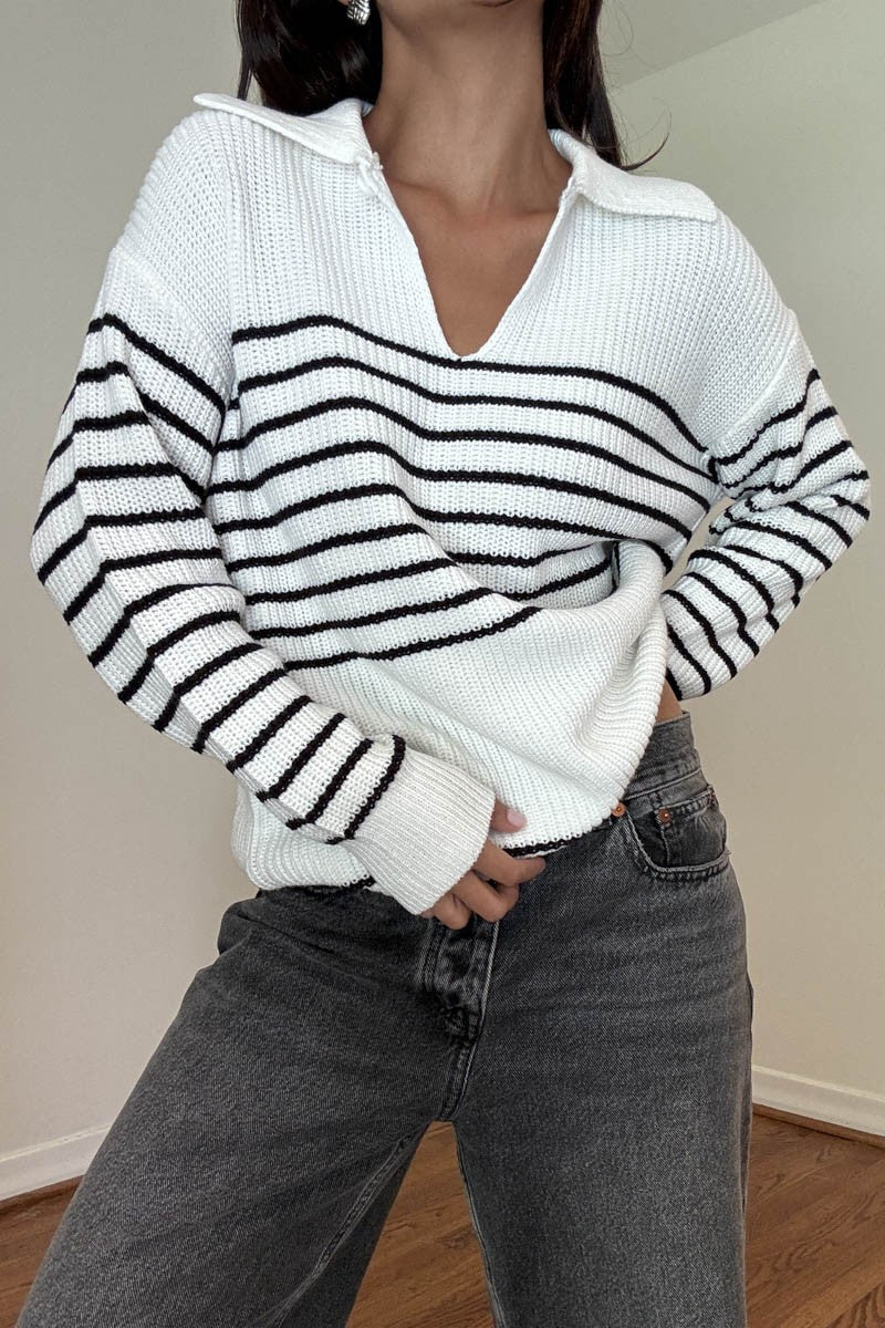 Melanie Stripe Collared Sweater