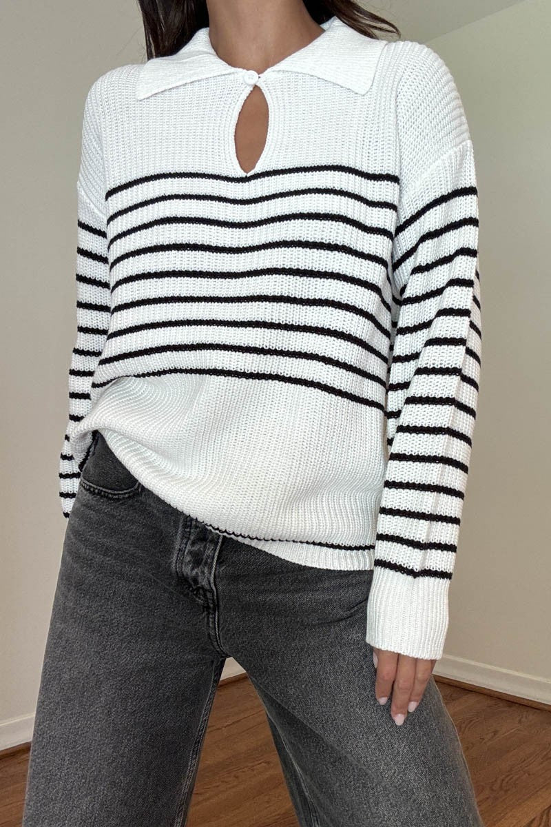 Melanie Stripe Collared Sweater