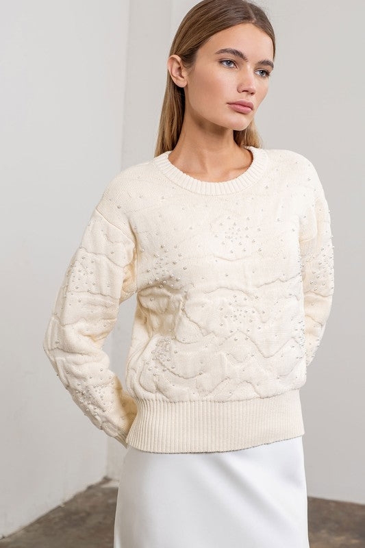 Callie Pearl Trim Sweater