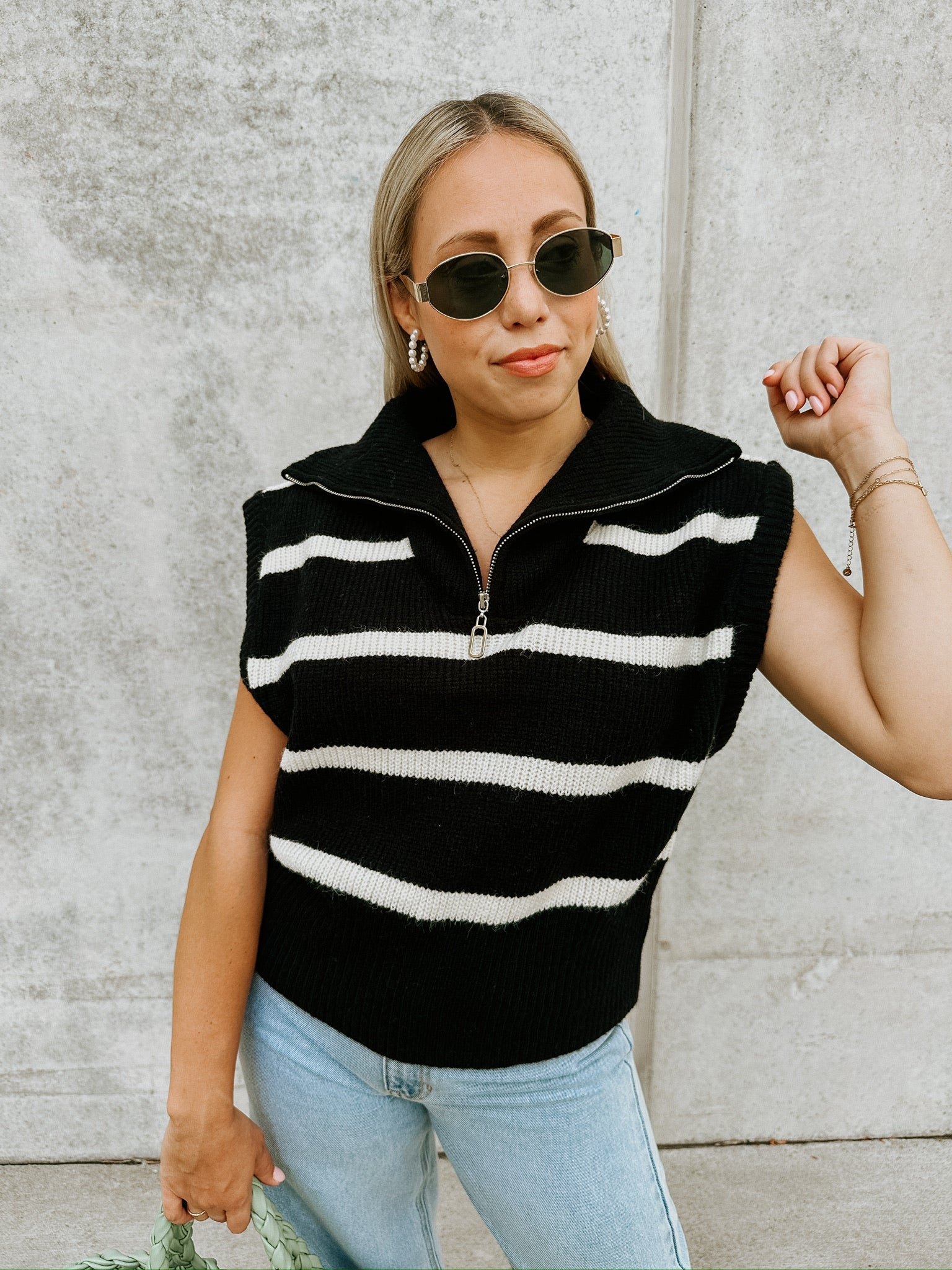 Addie Stripe Sweater Vest – Mauve Clothing Boutique