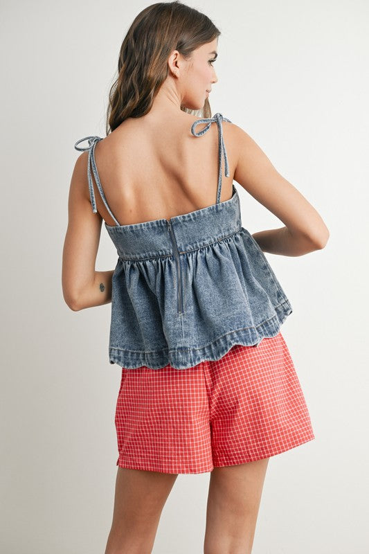 Dahlia Denim Peplum Top