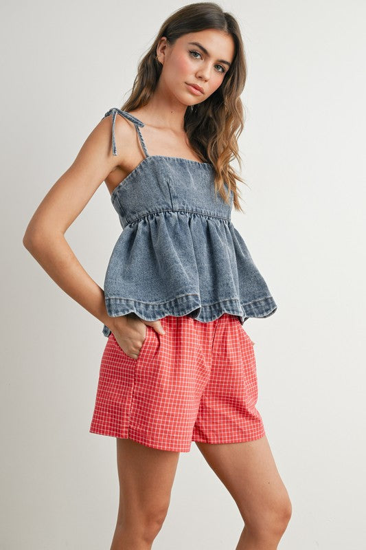 Dahlia Denim Peplum Top