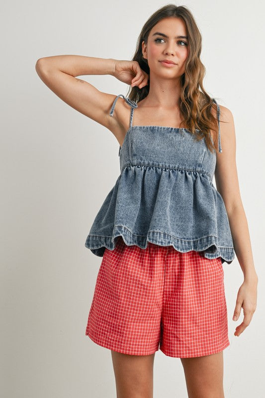 Dahlia Denim Peplum Top