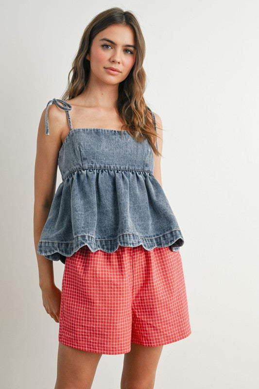 Dahlia Denim Peplum Top