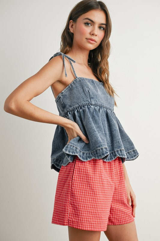 Dahlia Denim Peplum Top