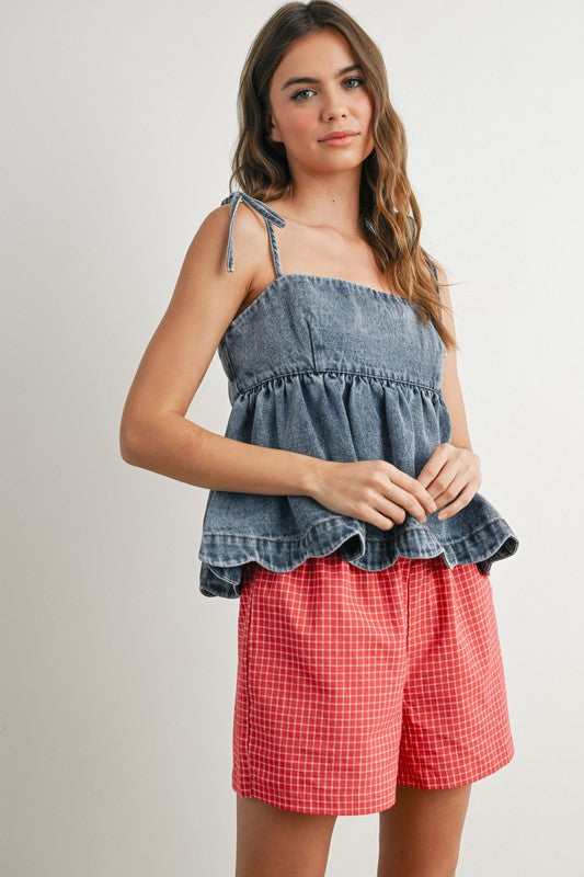 Dahlia Denim Peplum Top