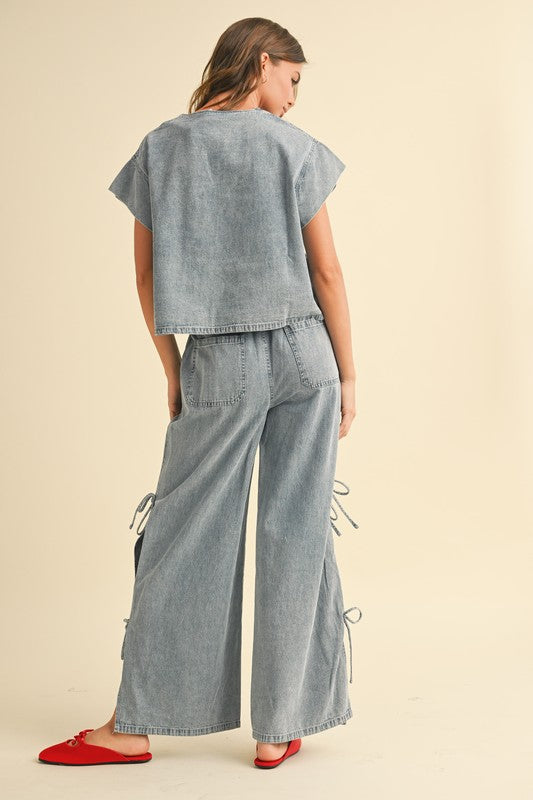 Maggie Denim Tie Blouse