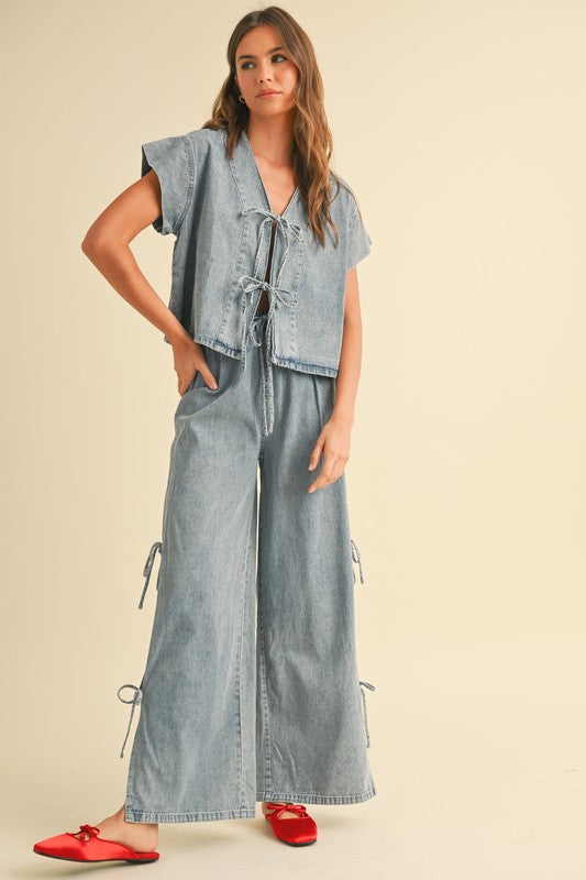 Maggie Denim Tie Blouse