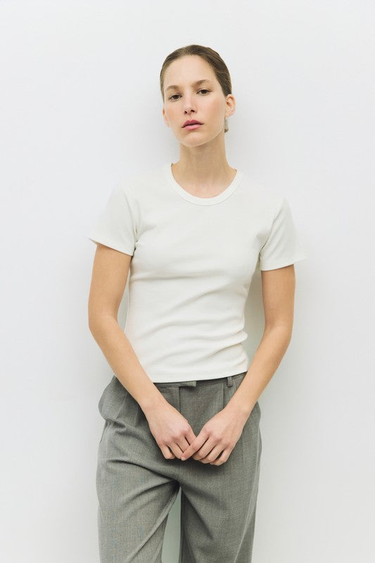 Miller Ribbed Tee- White
