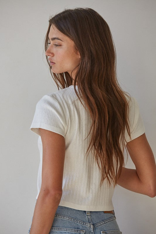 Ella Pointelle Ribbed Tee