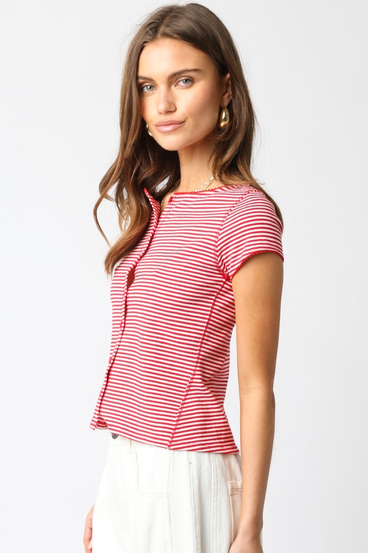 Chloe Stripe Top- Red