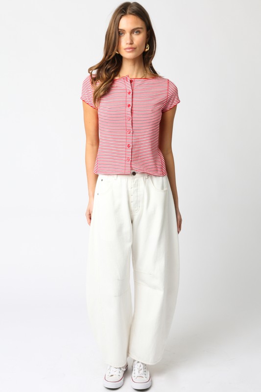 Chloe Stripe Top- Red