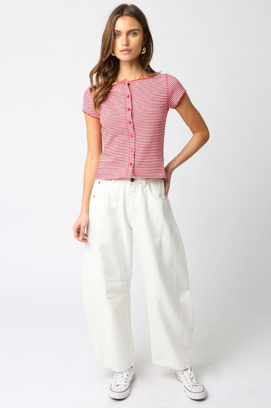 Chloe Stripe Top- Red