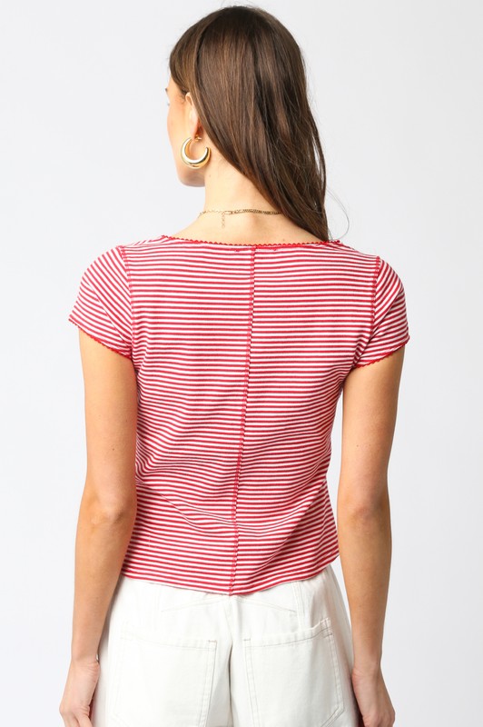 Chloe Stripe Top- Red