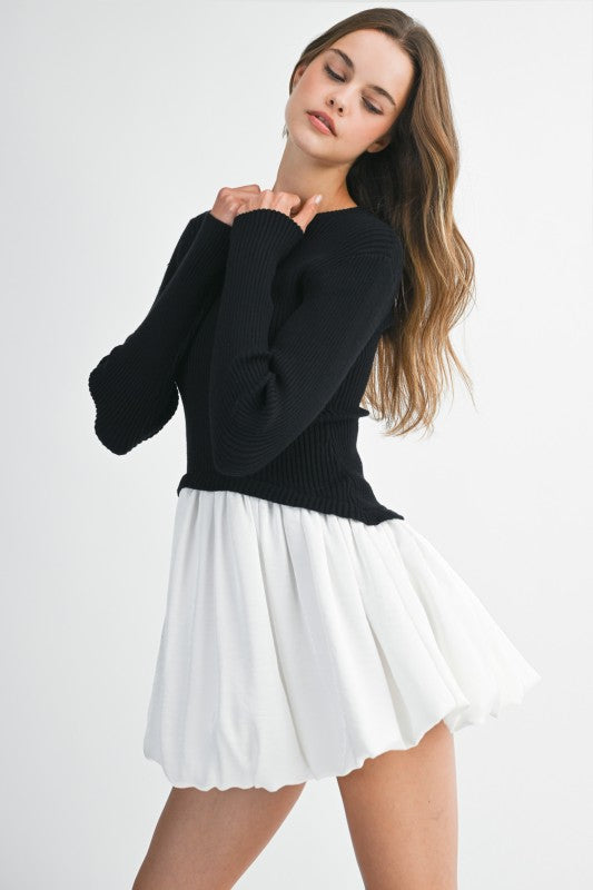 Whitney Sweater Bubble Skirt Mini