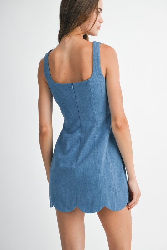 Karlee Scallop Denim Mini
